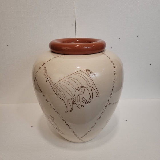 Image 1 of Vase design animals, ceramic, 80's - France