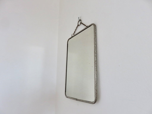 Antique barber's mirror with chain, France, 1940s