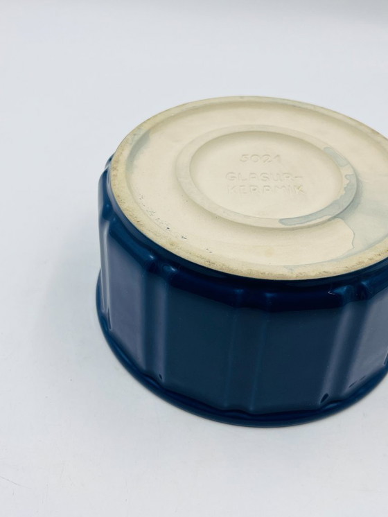 Image 1 of Vintage blue glazed ceramic gratin dish from the 1970s