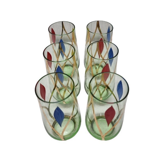 Image 1 of 6 vintage Italiaanse glazen
