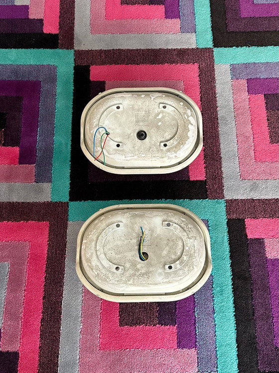 Image 1 of Superbe paire de lampes « Noce » d'Achille Castiglioni pour Flos – Édition en verre dépoli – 1972