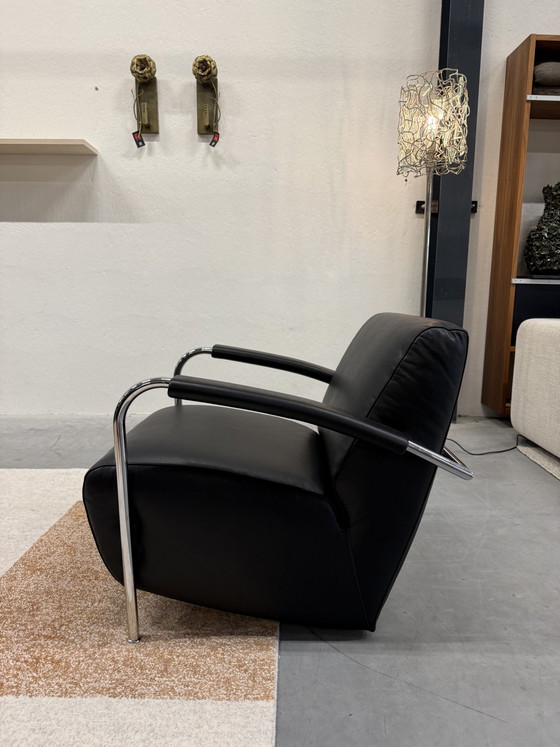 Image 1 of Leolux Scylla fauteuil zwart Noli leer