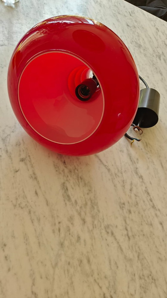 Vintage Glass Pendant Lamp Red Peil & Putzler – Peill & Putzler (photo 7 of 8)