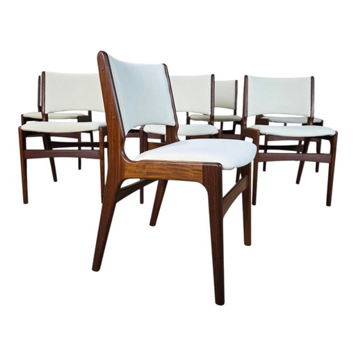 8x Erik Buch Model 89 vintage jaren 60 Deense stoel gerestaureerd teak