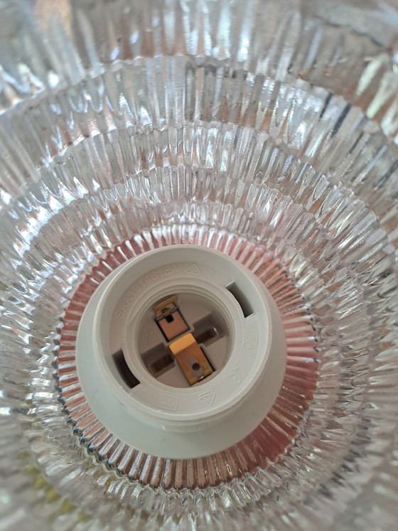 Image 1 of Vintage brutalist glass pendant – heavy textured glass – 70s style