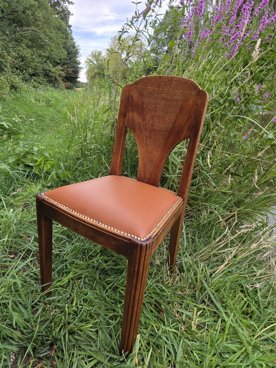 Image 1 of Set Van 6 Amsterdamse School Eetkamerstoelen | Jaren 20