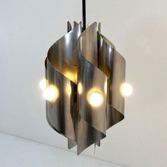 Image 1 of Spiralförmiger, verchromter Kronleuchter im Weltraum-Stil, 1970er Jahre