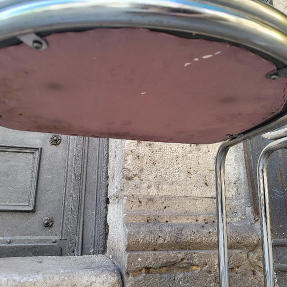 Image 1 of Een paar Bauhaus-fauteuils, verchroomd staal en groen leer, Moderne Beweging, jaren 70 – Zwitserland