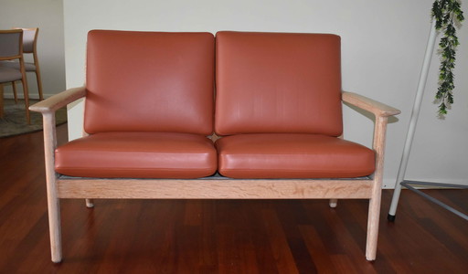 Hans Wegner GE 265 - 2-Zitsbank; Eiken & Leer