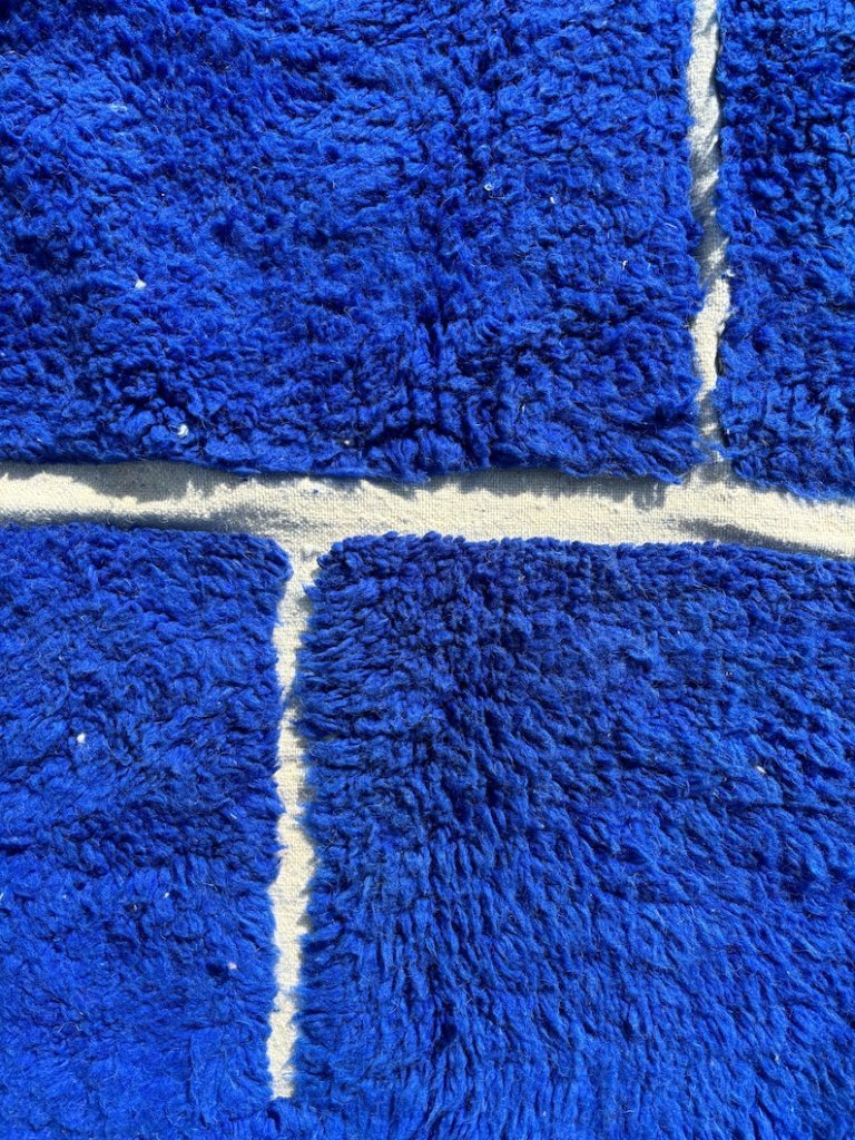 Moroccan Blue Beni Mrirt Rug 300x340 cm - Handmade Wool Rug Blue