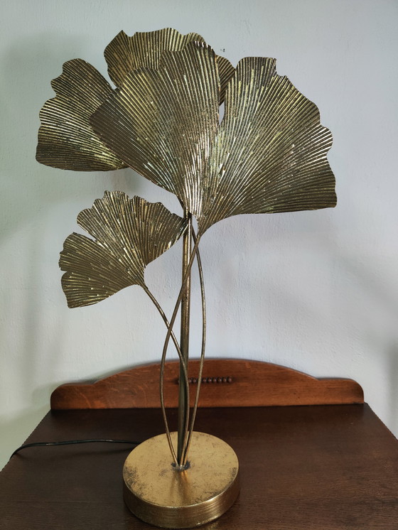 Image 1 of Goudkleurige Ginkgo-sculptuurlamp