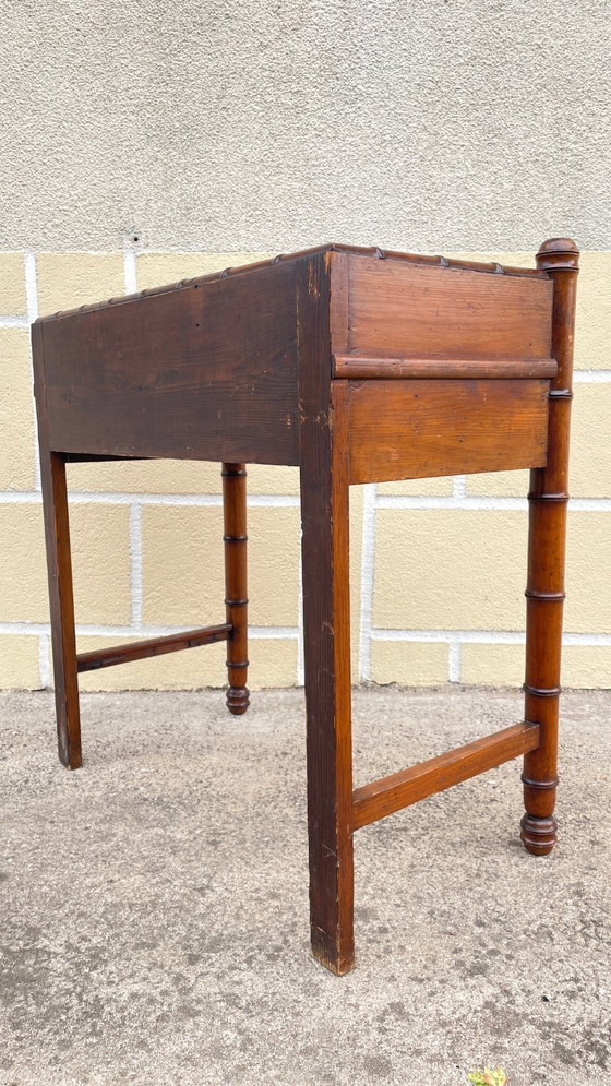 Consolebureau uit de jaren 1900, ook wel bekend als bamboe bureau. – Wood (photo 11 of 30)