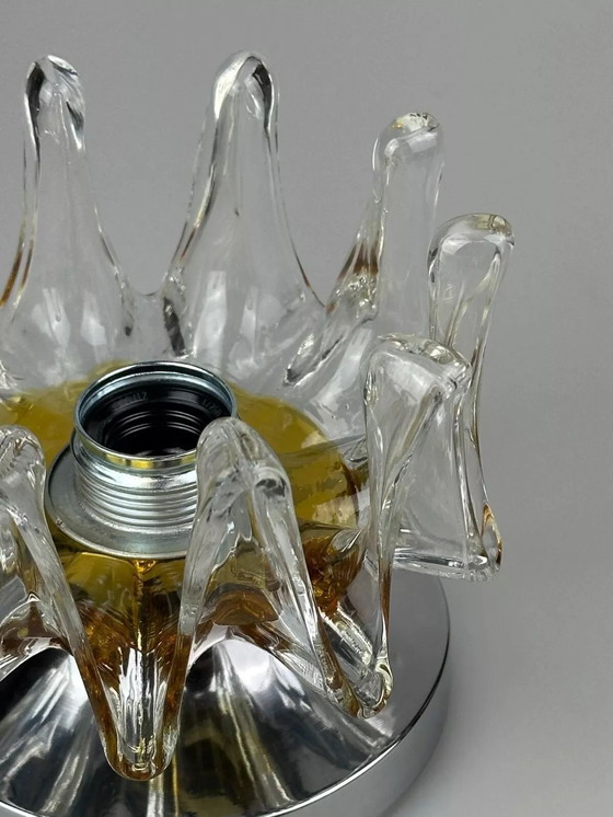 Image 1 of Lámpara de pared de los años 60 y 70, aplique de pared de metal y cristal de Murano, diseño de la era espacial