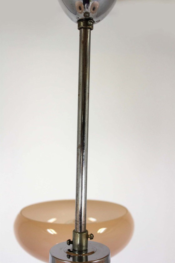 Image 1 of Lustre Art Déco Bauhaus chromé de Napako, ancienne Tchécoslovaquie, années 1940