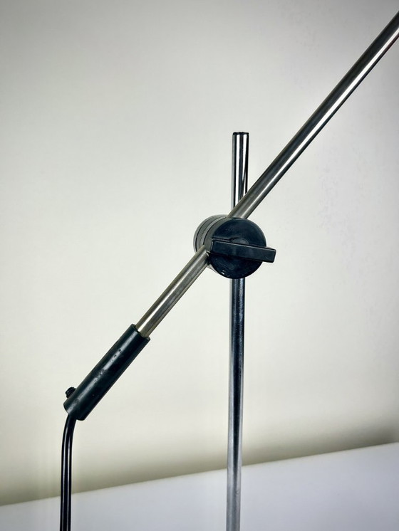 Image 1 of Lampada da tavolo articolata rossa e cromata - stile industriale