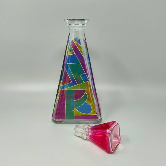 Image 1 of Prachtige karaf of decoratieve fles uit de jaren 70 van Luigi Bormioli. Gemaakt in Italië.