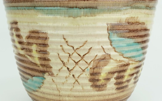 Image 1 of rare grand pot de fleurs art déco PLANT POT années 1930 en céramique dumler breiden goutte à goutte modèle 130/26