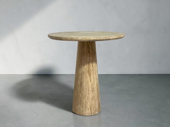 Travertine Bistro Table Eleonora Aime - Round Ø70 - Solid Natural Stone, Dining tables, Beige (photo 2 of 7)