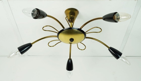 Bellissima PLAFONIERA ragno Sputnik Mid Century anni '50 Ottone Metallo Plastica Stile Mid Century Stilnovo (photo 12 of 13)