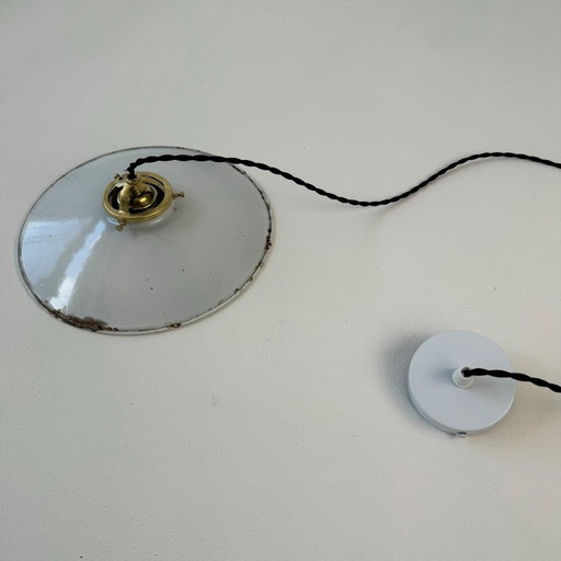 OLD INDUSTRIAL WHITE CONICAL ENAMELED SUSPENSION