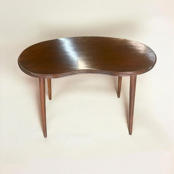 Image 1 of Kidney-shaped table, wooden side table from the 1950s, made in Germany