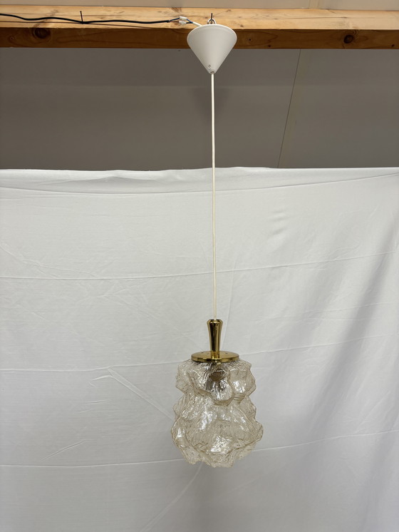 Image 1 of Vintage Peill & Putzler "Alaska" pendant lamp ice glass 1970