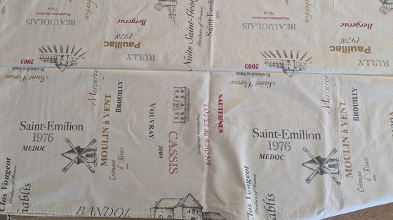 Image 1 of Set of Table Linen With Wine Houses On It For Wine Tasting