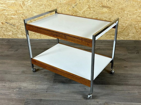 Image 1 of 60s 70s serving trolley dinette in teak & chrome Danish Modern Design