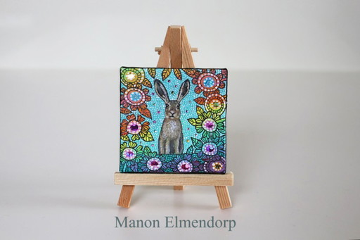 Unique Hand-painted Painting incl. Donkey Hare