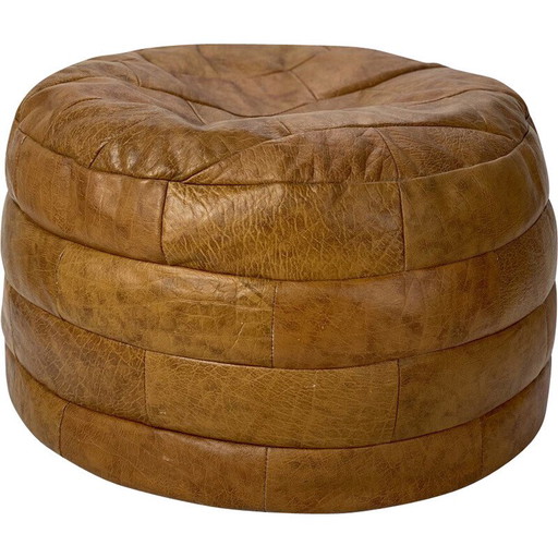 Pouf vintage en patchwork de cuir pour De Sede, 1970