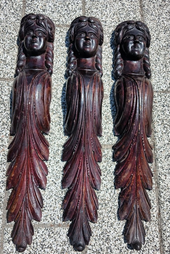 Image 1 of Cariatide scolpita in legno antico 3: Donna