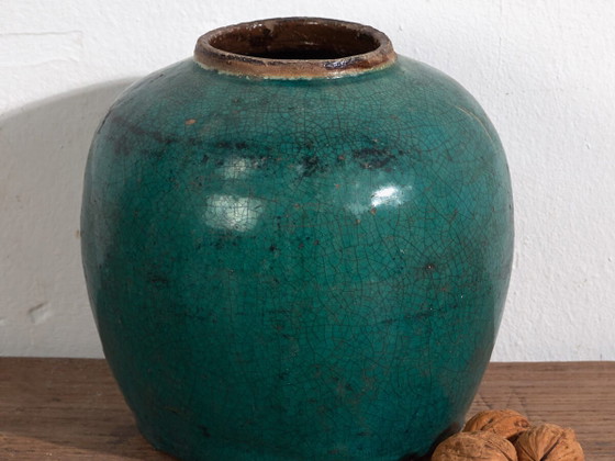 Antieke groene ronde vaas (ca. 1820) #28 – Vazen (photo 2 of 34)