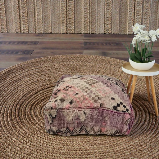 Vintage Berber Pouf – hockers en poefs, Wool
