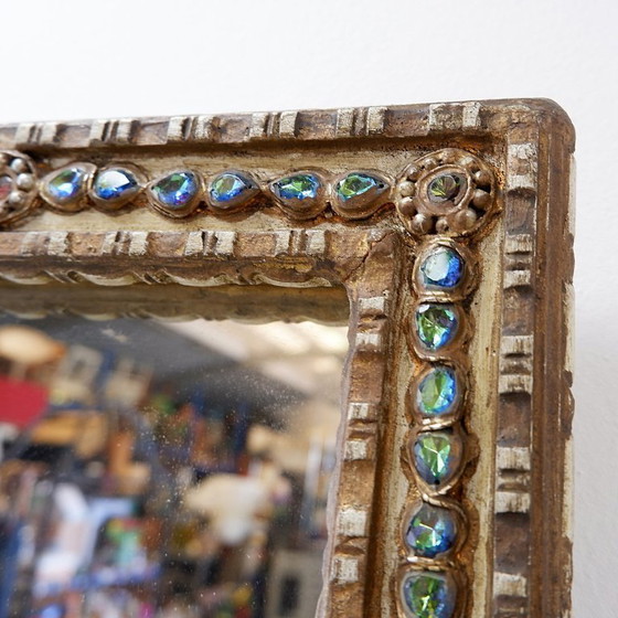 Image 1 of Miroir en stuc et pierres colorées dans le style des Creaciones Gobesso, Italie