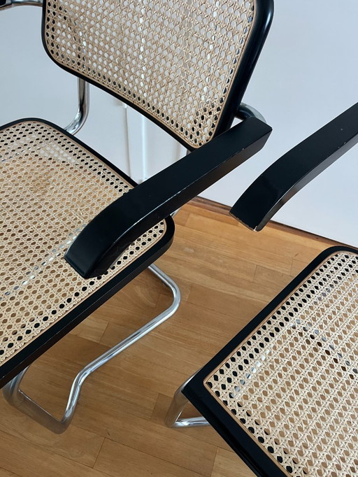 3x Marcel Breuer Stil Gurtbandstühle