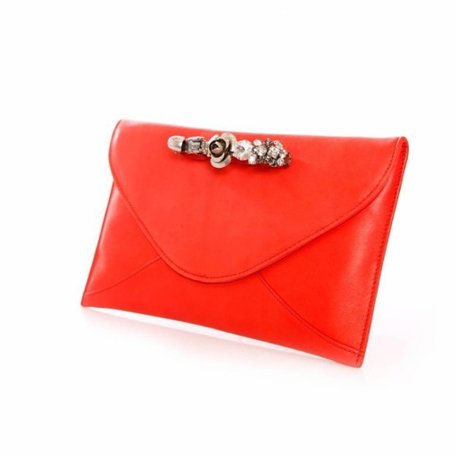 Maison Du Posh, pochette in pelle di agnello rossa