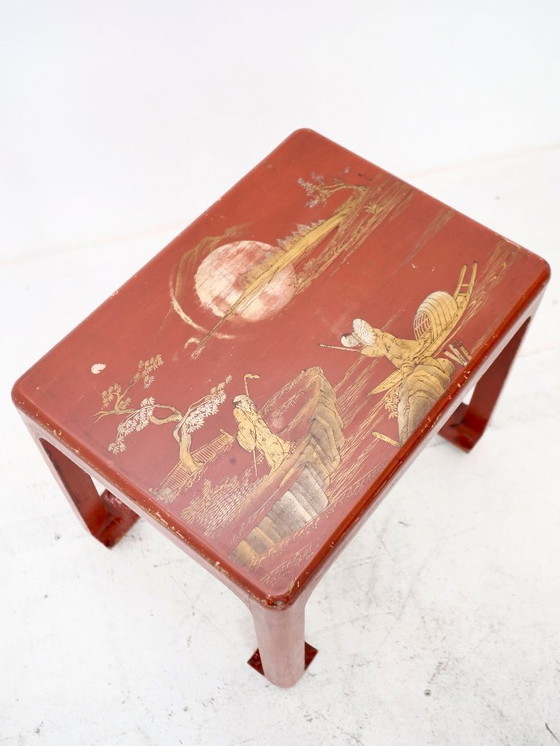 Image 1 of tavolino laterale laccato rosso art déco giapponese