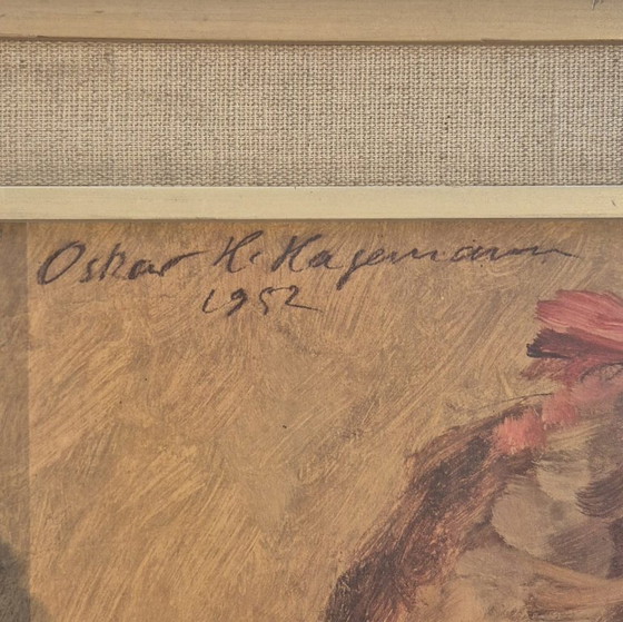 Oskar H. Hagemann – “Mädchenkopf”, 1952 | Olie op hardboard | Tentoongesteld 1953 – Schilderijen & Tekeningen (photo 2 of 6)