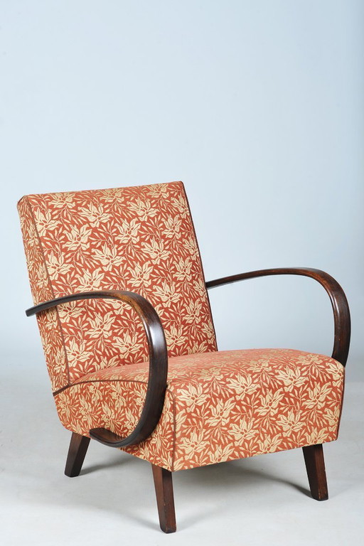 Originele art-deco fauteuil, van J. Halabala voor UP Zavody, beukenhout, Tsjechië, jaren 1930. – Textile, Wood