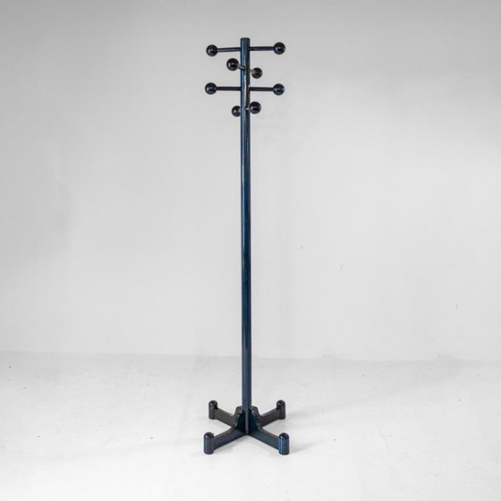 Image 1 of 1x Italienische Moderne Garderobe aus dunkelgrün glasiertem Holz aus den 1970er Jahren