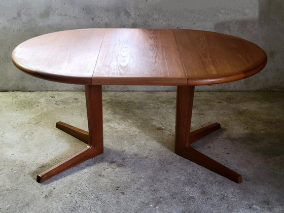 Tavolo da pranzo danese rotondo allungabile in teak 1960, Tavoli da pranzo, Legno, Marrone, Mid Century Modern (foto 5 di 14)