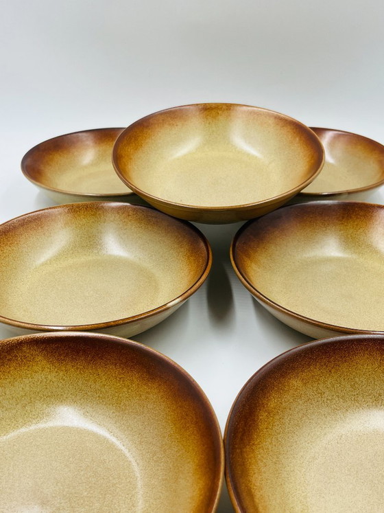 Lot of 7 Flamed Stoneware Deep Plates 1970 – Crockery, Ceramic (photo 7 of 8)
