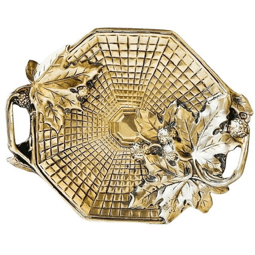 Antiguo plato vide-poche francés Art Nouveau, plato para bombones de latón, década de 1910