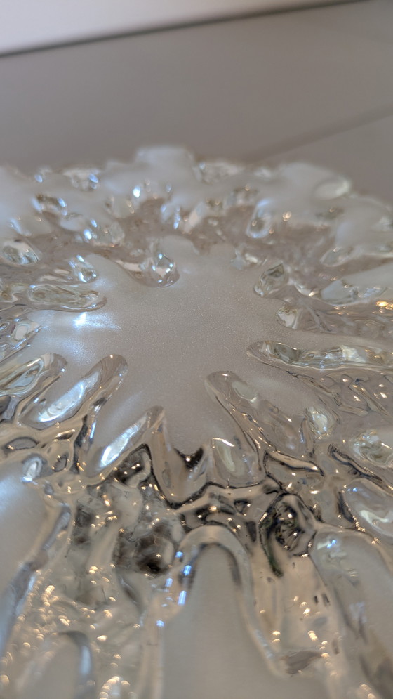 Image 1 of Lampada da soffitto vintage in vetro ghiaccio anni '70 Honsel