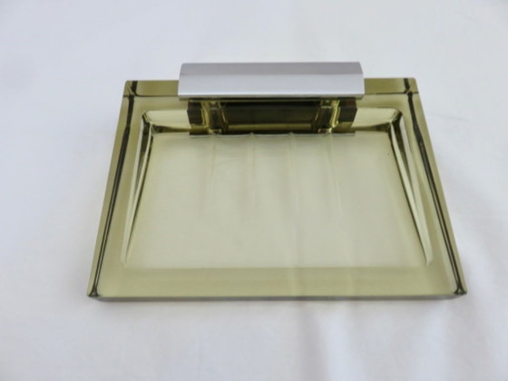 Image 1 of Wall-mounted soap dish in Murano glass and chrome-plated brass, Italy, 1970s