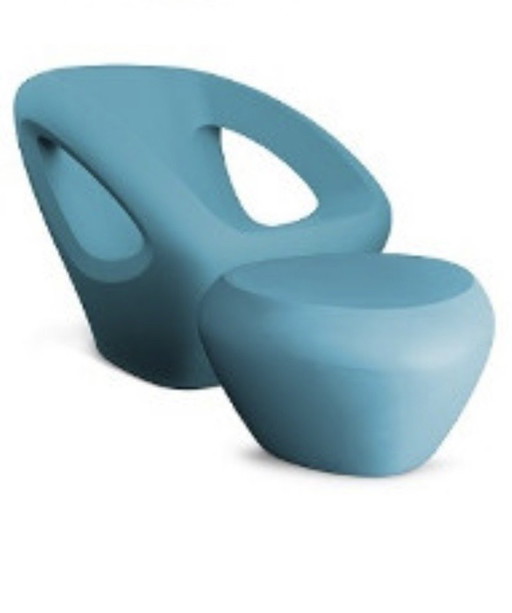 LONC Seaser Design-Loungesessel + Hocker / Teaser – Hellblau