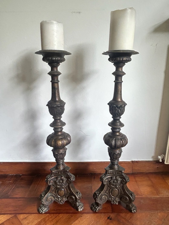Lot de 2 Bougeoirs et chandeliers en bronze (photo 3 of 5)