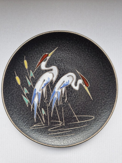 Ruscha.Wall plate with cranes.50'Germany.