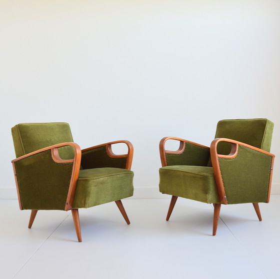 Image 1 of Pair of vintage 1950s armchairs