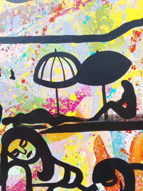 Image 1 of Acrylic painting "rainbow beach" 100x100cm